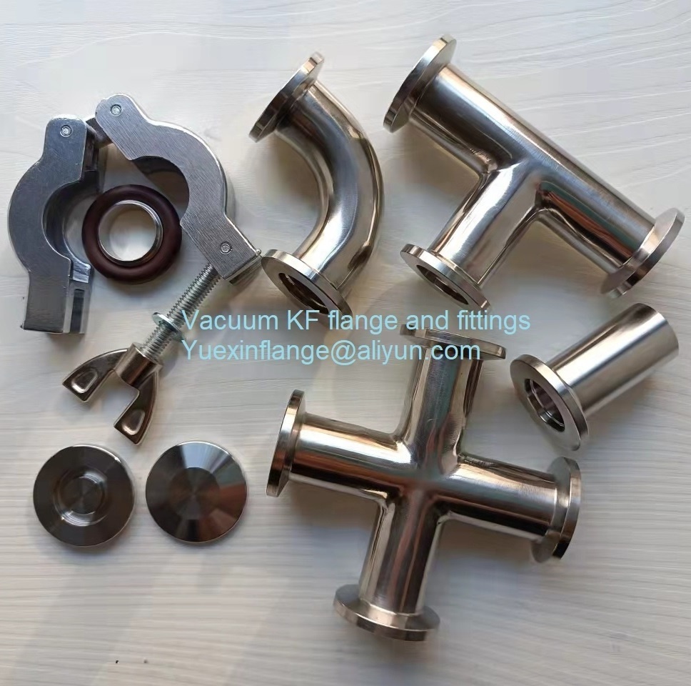 KF Vacuum reducer Equal stainless steel KF40 Equal Tee pipe fitting 45 degree lateral flange fittings & components