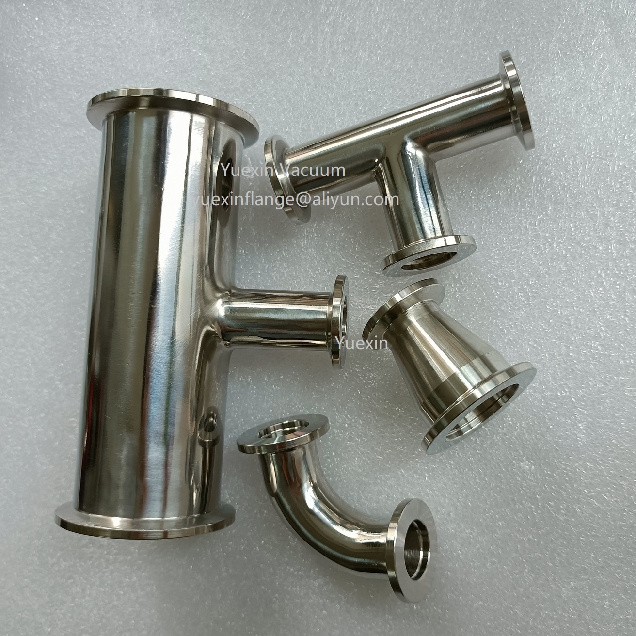 KF Vacuum reducer Equal stainless steel KF40 Equal Tee pipe fitting 45 degree lateral flange fittings & components