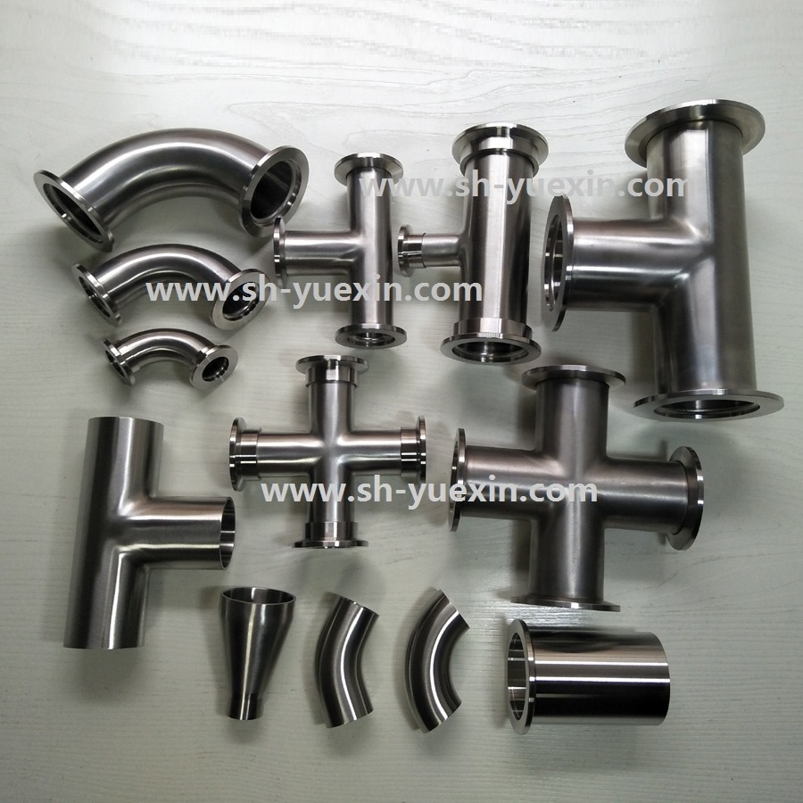 Sanitary Food grade Vacuum bend Tube crosses Stainless steel bend pipe fittings flange