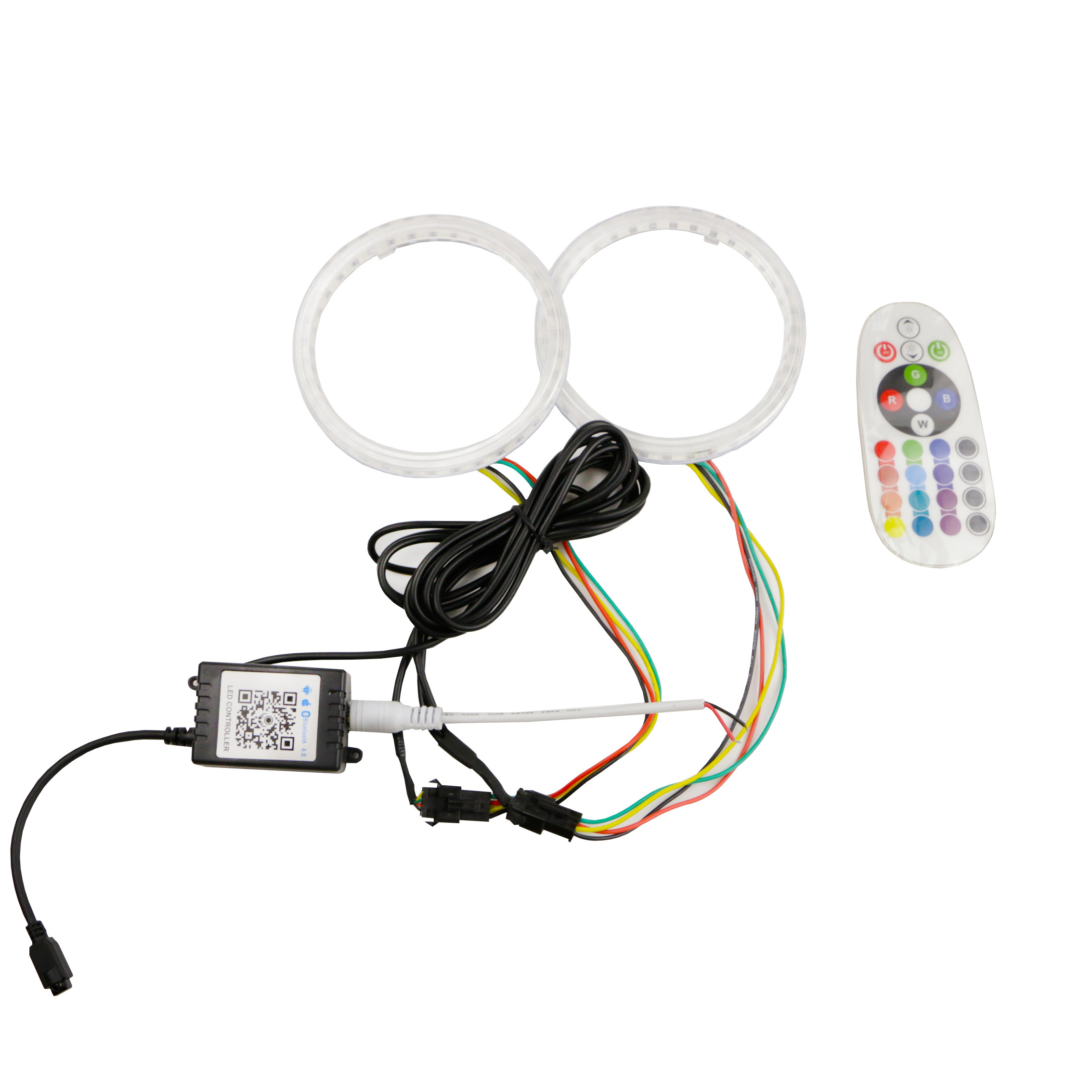 12V 7 Color Changing RGB 5050 Led Angel Eye Halo Rings Lights with Remote Control for Car Headlamp Decoration