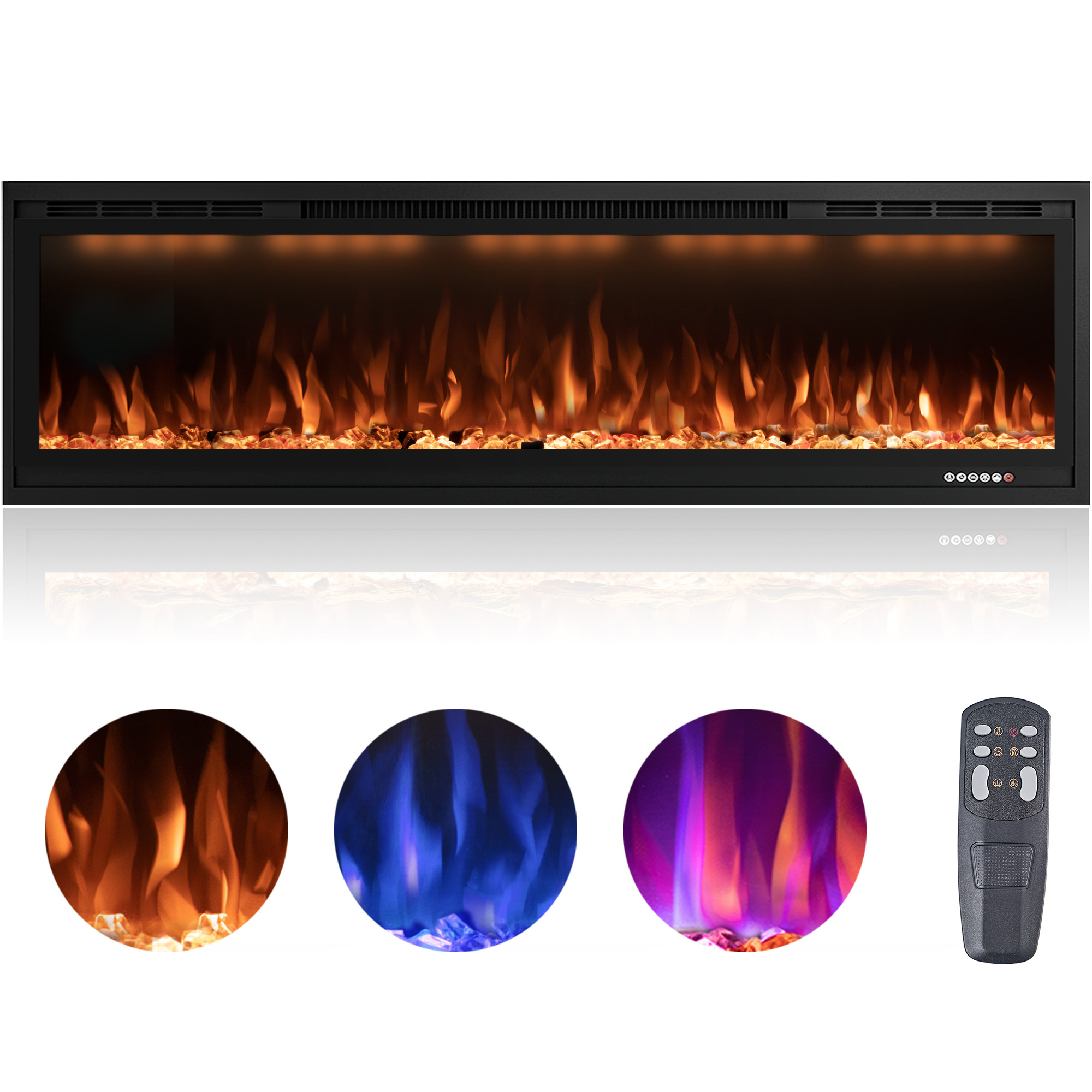 Luxstar 50 Inch Factory Hot Sale LED Electric Fireplace with 3 Colors Top Light Electric Fire Places to Warm and Decor