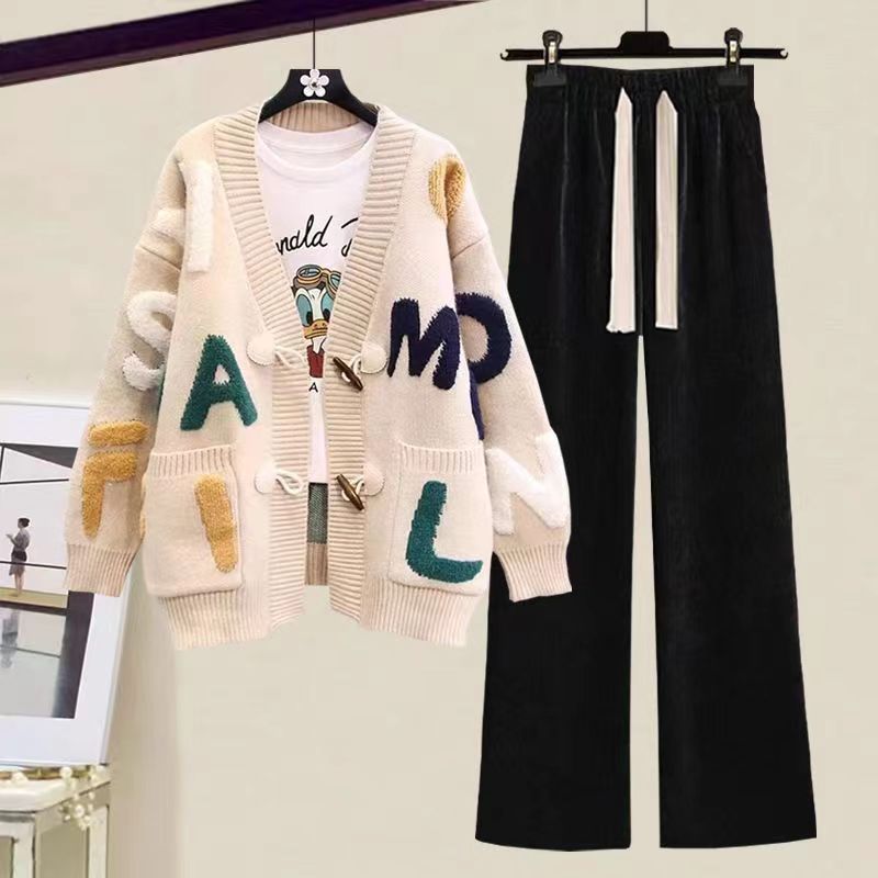 Wholesale Women's V-neck Cardigan Knitted Set Customized Loose Christmas Women's Jacquard Knitted Women's Sweater Coat