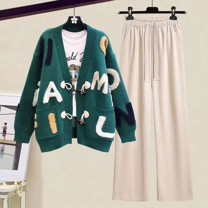 Wholesale Women's V-neck Cardigan Knitted Set Customized Loose Christmas Women's Jacquard Knitted Women's Sweater Coat