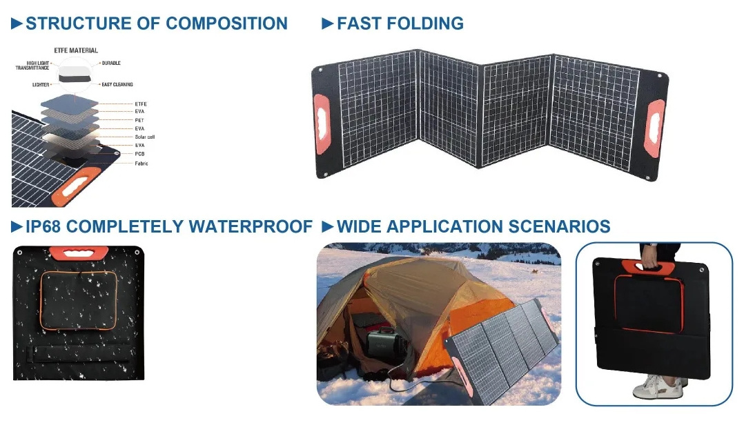 Outdoor Portable Foldable Solar Panels 30w 80w 100w 200W 300W 400W Portable Solar Panel Charger 100W Portable Solar Panel Kit