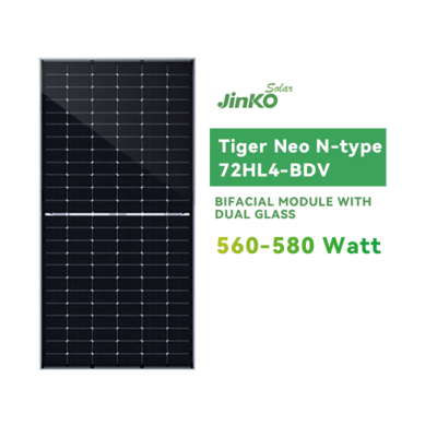 Jinko Dual Glass Bifacial Module Solar Panel 560 570 580 590 watt Jinko Solar Panel N Type 72HL4-BDV 570W 575W 580W 585w 590w