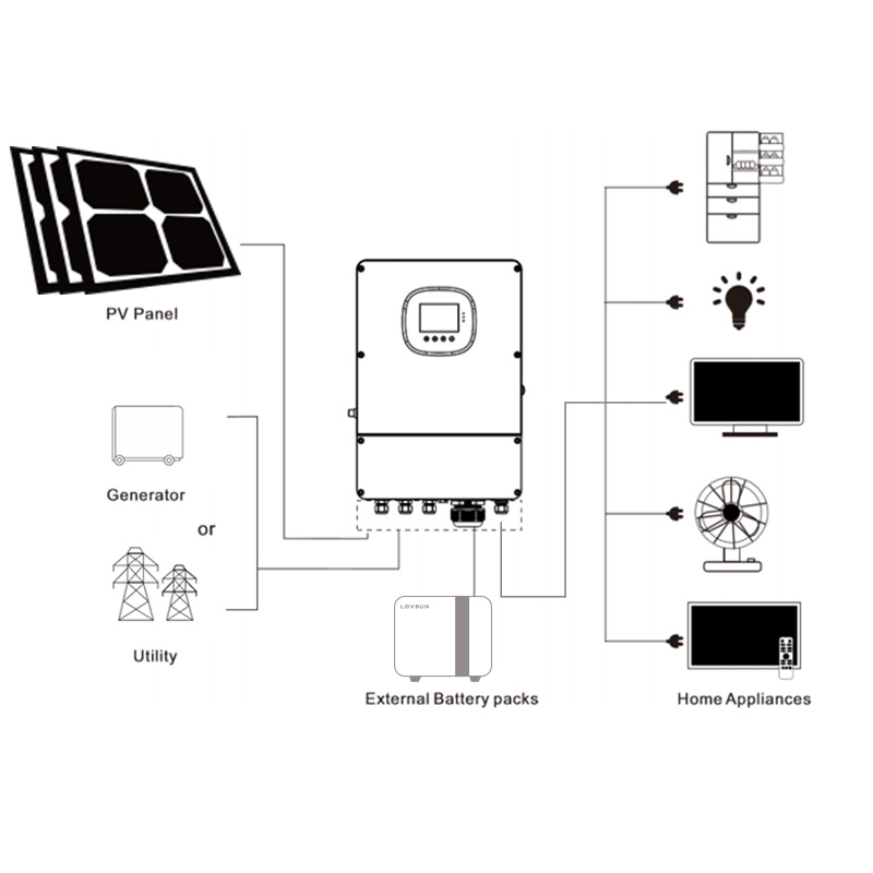 In Stock 5500W 5.5KW 220VAC Off Grid Hybrid Solar Inverter 100A MPPT Solar Charge Controller Inverter for 220v Market