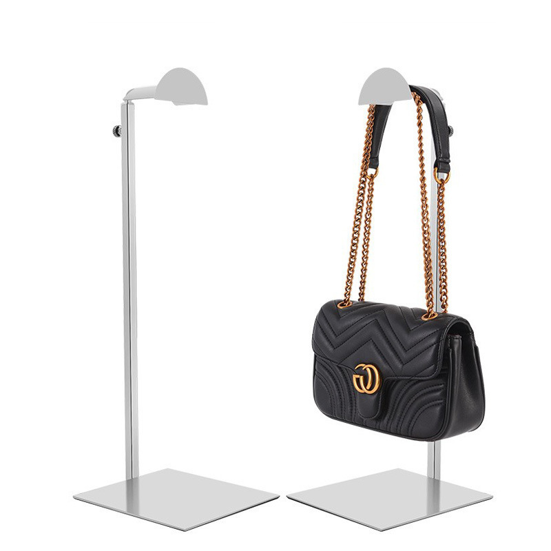 Retail Bags Store Design Fixture Metal Women Purse Handbag Hand Stainless Steel Bag Display Holder Stand Handbag Rack