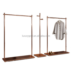 Wholesale Clothing Shop Commercial Store Garment Clothes Racks Rose Gold Luxury Clothing Display Rack for Clothing Store