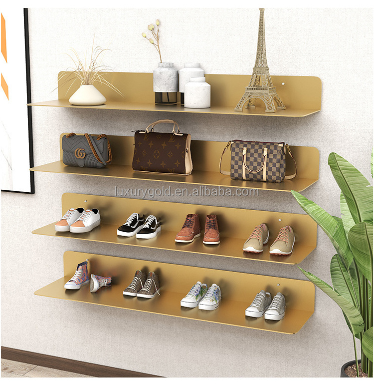 Customized Stainless Steel Shoe Shelf Wall Mounted Display Rack Organizer Nordic Space-Saving Decorations Display Rack