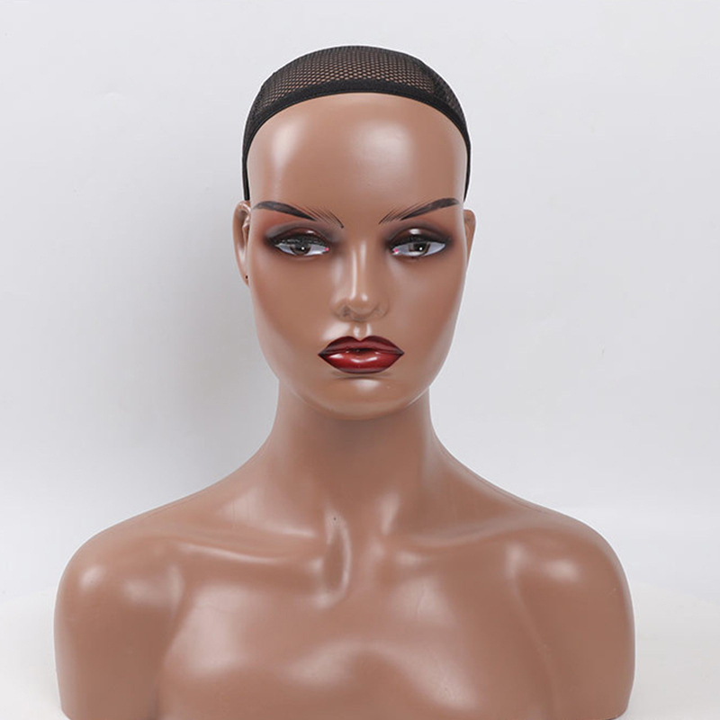 African American Mannequin Head Bust Pvc Mannequin Head With Shoulders Female For Wig Display