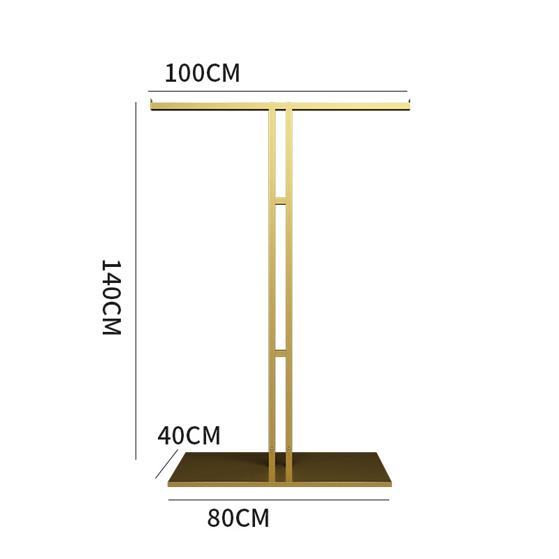 Wholesale high quality Garment Shop Equipment display rack Double Rack T Metallic Stainless Clothes Rack with Stand