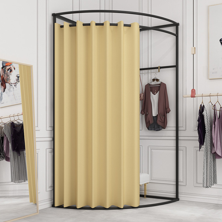 Luxury Dressing Rooms Clothing Retail Shop Modern  Changing Room Metal Boutique Mobile Fitting Room With Curtain