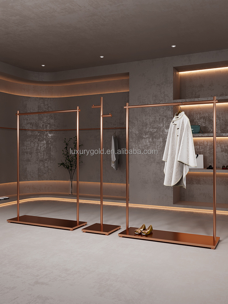 Wholesale Clothing Shop Commercial Store Garment Clothes Racks Rose Gold Luxury Clothing Display Rack for Clothing Store