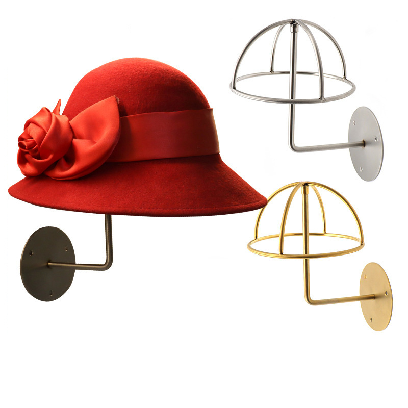 Hot Sale Gold Silver Iron Wall-mounted Wig Hat Display Hook Motorcycle Helmet Display Stands on Wall