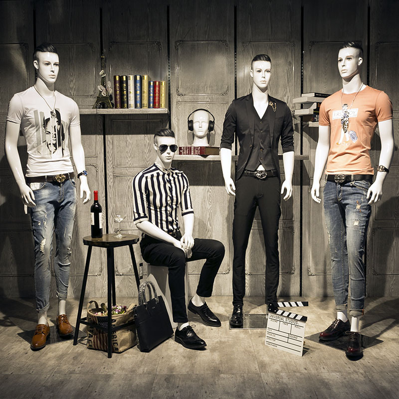 Shop Fiberglass Stand Manequins Display Model Man Full Body White Male Mannequin for T-shirt