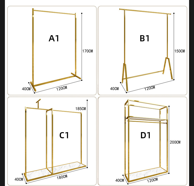 Custom Stainless Steel Cloth Display Stands Women Clothes Display Racks Metal Retail Boutique Gold Clothing Rack