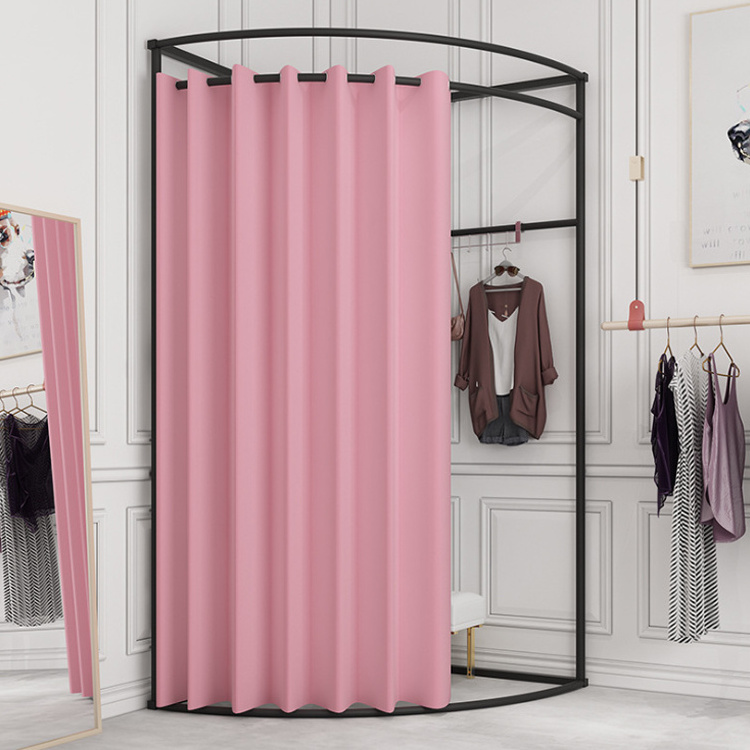 Clothes Retail Shop Modern Luxury Dressing Rooms Changing Room Metal Boutique Mobile Fitting Room With Curtain