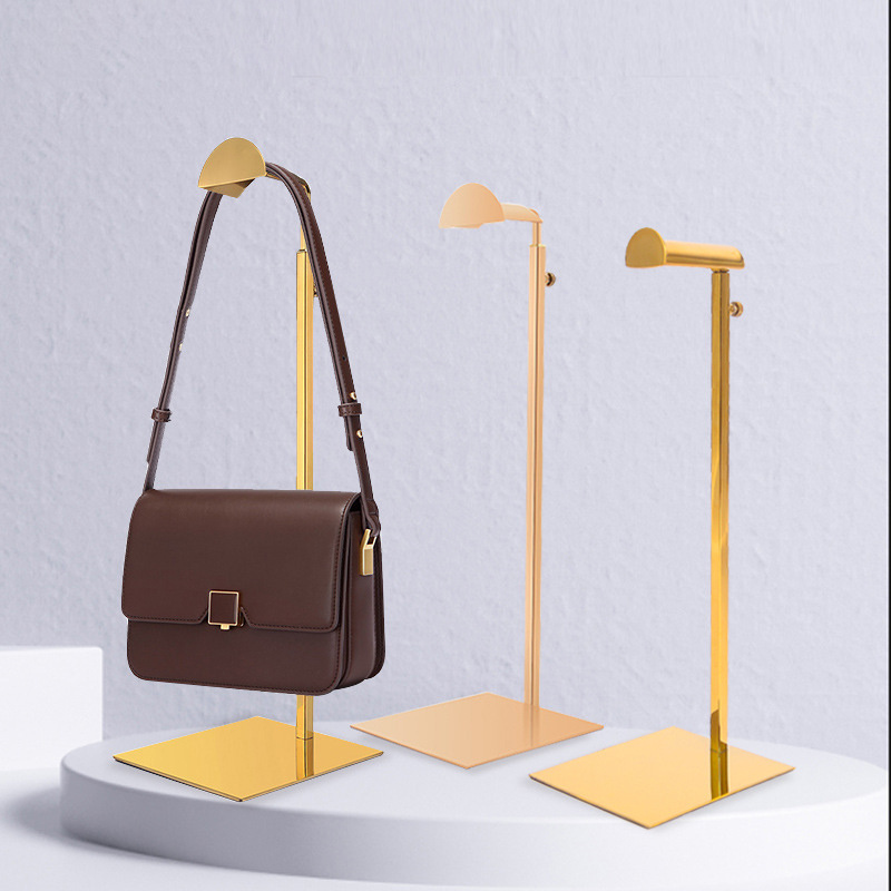 Retail Bags Store Design Fixture Metal Women Purse Handbag Hand Stainless Steel Bag Display Holder Stand Handbag Rack