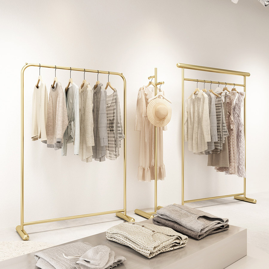 Wholesale Retail Round Garment Stainless Steel Gold Clothes Stand Display Clothing Rack for Boutique Clothing Store