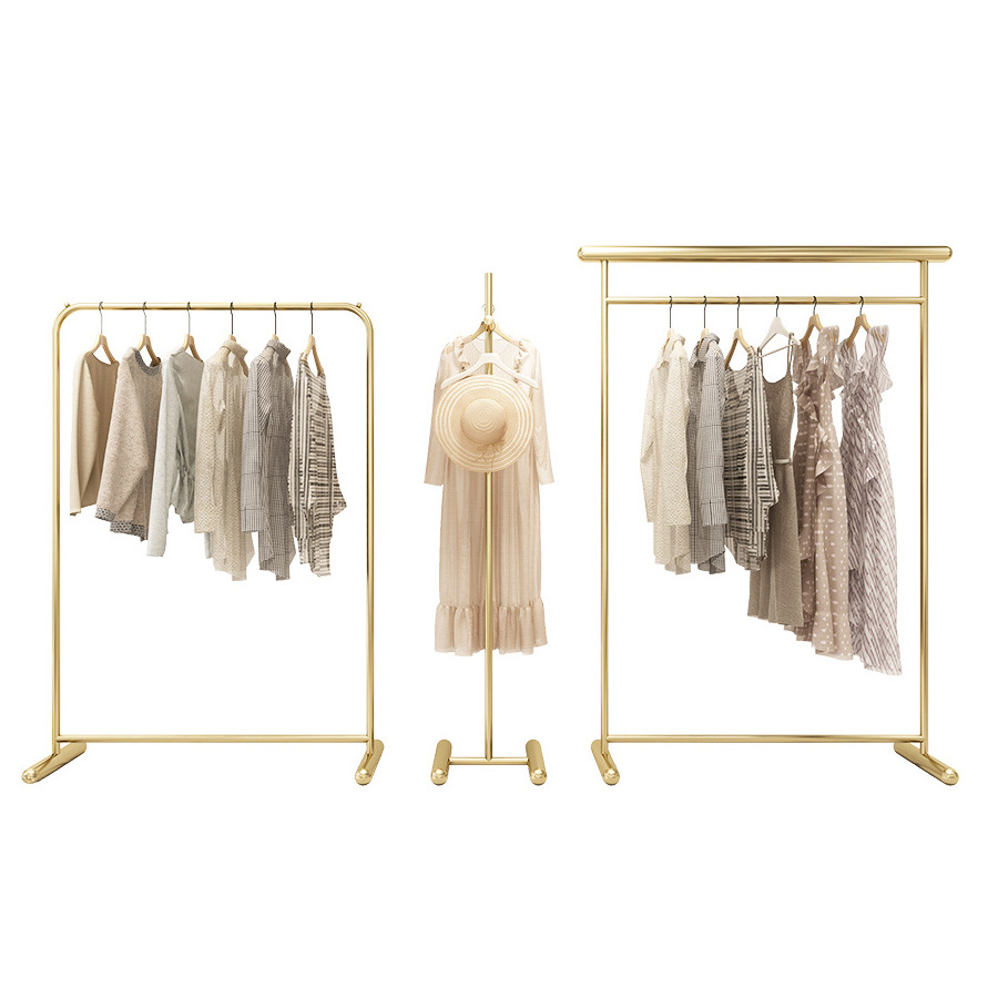 Wholesale Retail Round Garment Stainless Steel Gold Clothes Stand Display Clothing Rack for Boutique Clothing Store