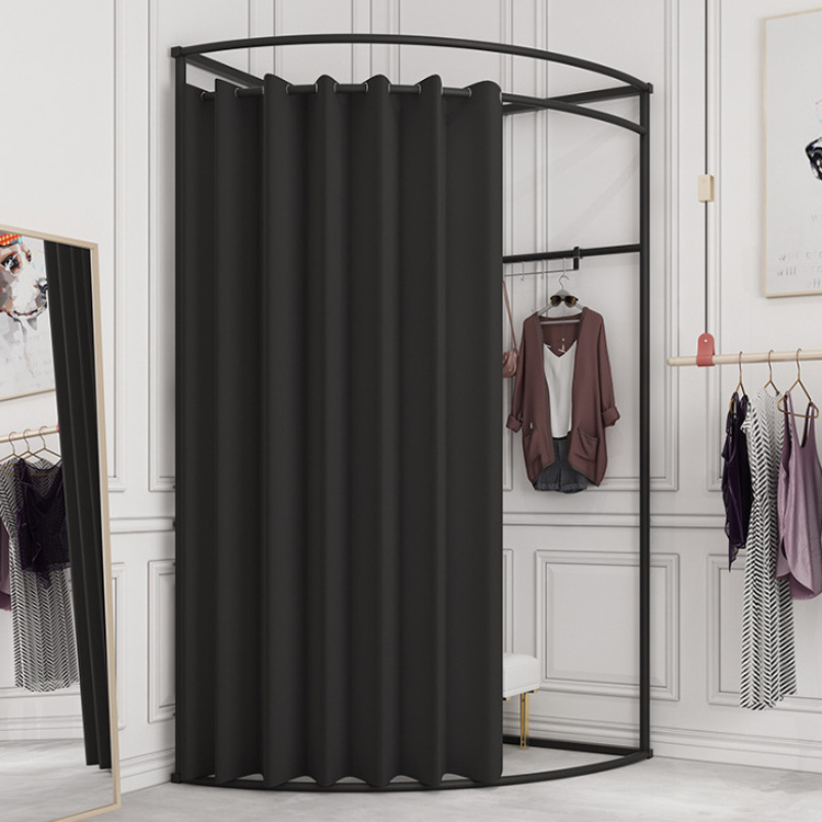 Luxury Dressing Rooms Clothing Retail Shop Modern  Changing Room Metal Boutique Mobile Fitting Room With Curtain