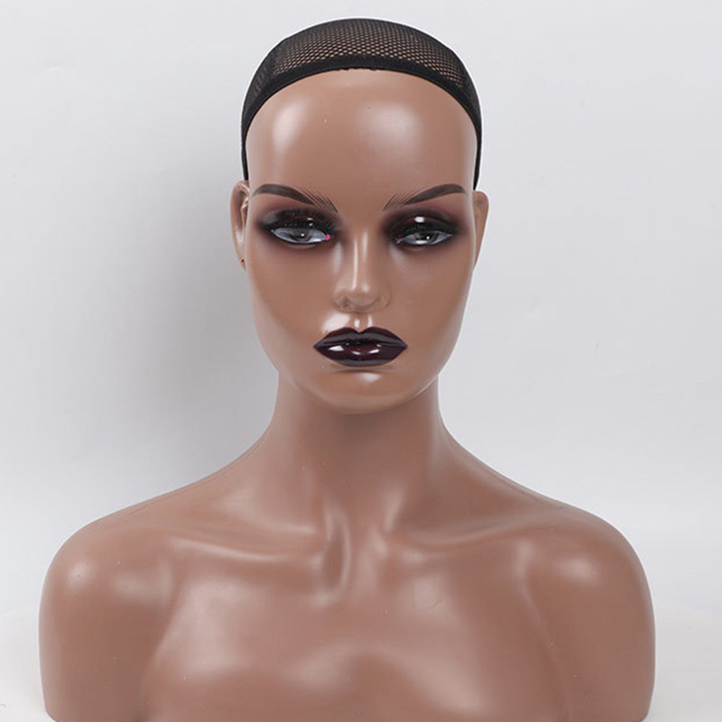 African American Mannequin Head Bust Pvc Mannequin Head With Shoulders Female For Wig Display