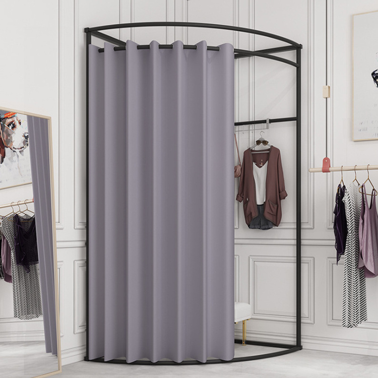 Clothes Retail Shop Modern Luxury Dressing Rooms Changing Room Metal Boutique Mobile Fitting Room With Curtain