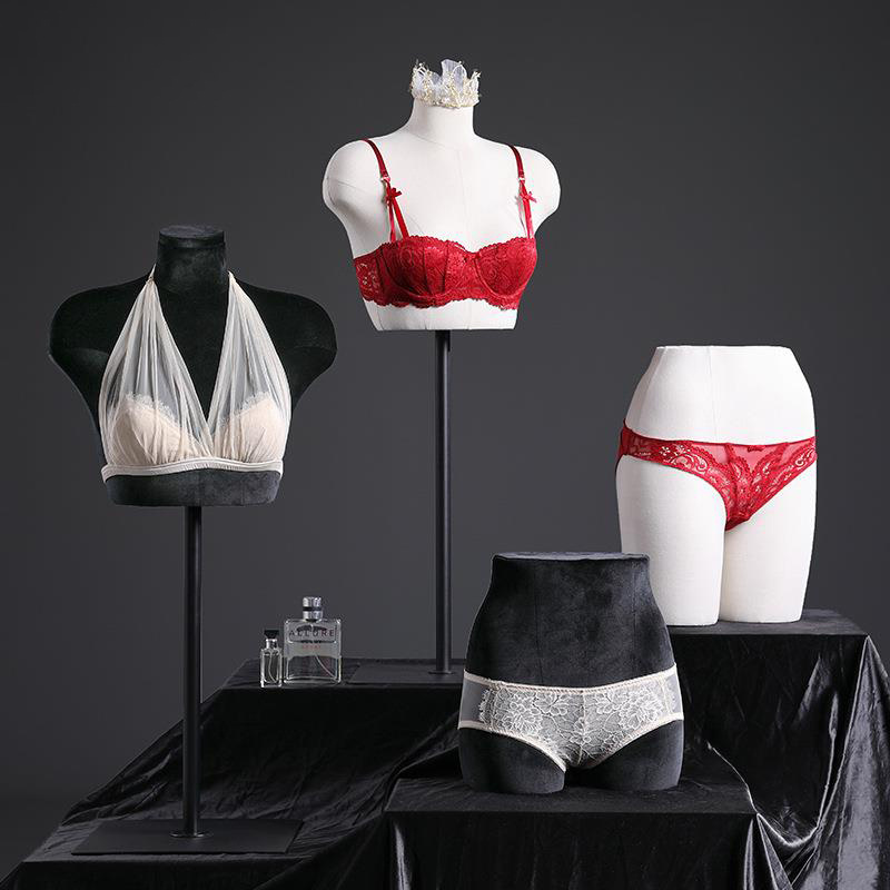 Velvet Sexy Female Underwear Mannequin Upper Body Lady Mannequin Display Half Body Lingerie Mannequin