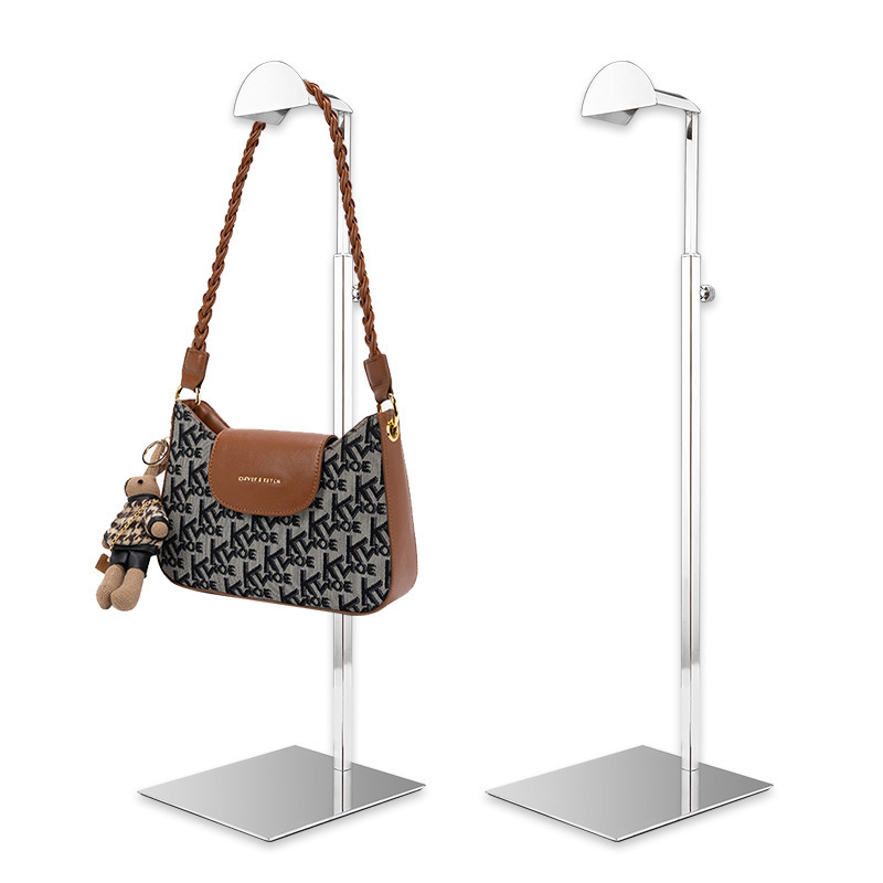 Retail Bags Store Design Fixture Metal Women Purse Handbag Hand Stainless Steel Bag Display Holder Stand Handbag Rack