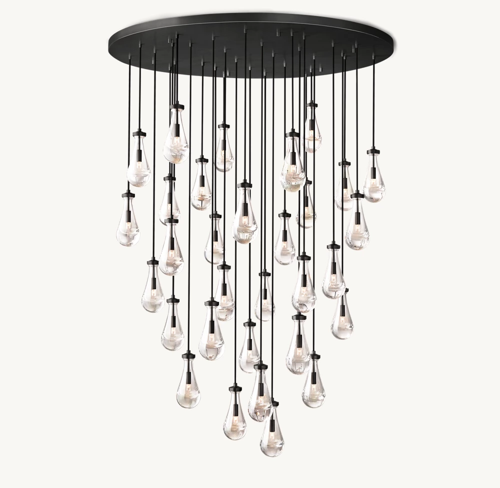 Sunwe 2024 Sputnik Industry Chandeliers Modern Black 60 inch Rain Round Chandelier