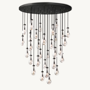 Sunwe 2024 Sputnik Industry Chandeliers Modern Black 60 inch Rain Round Chandelier