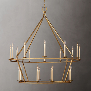 Sunwe Factory Hot Sales Two Tiers Classic Solid Brass candle Pendant Lighting Fixture Decorative large Chandelier