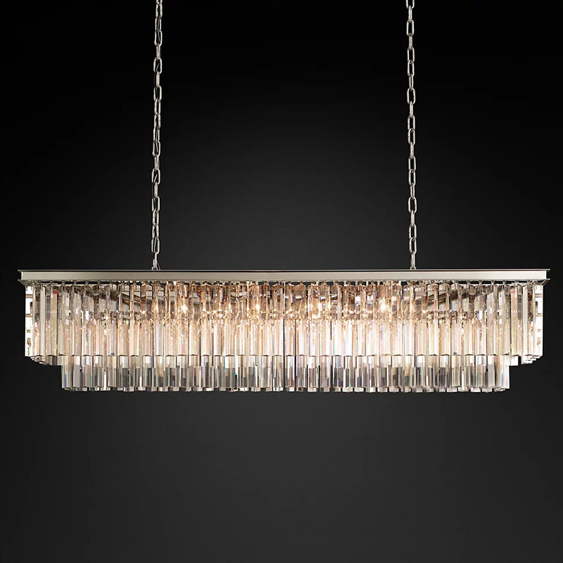 Sunwe Modern Luxury Crystal Chandelier for Living Room Dining Table Kitchen Island Rectangle Pendant Lighting