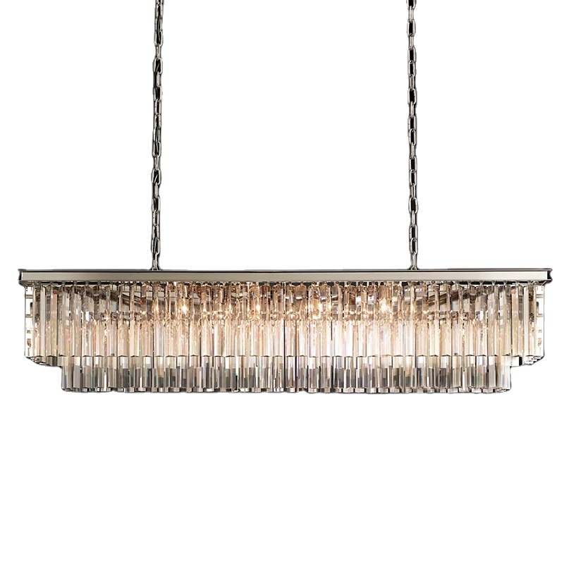 Sunwe Modern Luxury Crystal Chandelier for Living Room Dining Table Kitchen Island Rectangle Pendant Lighting