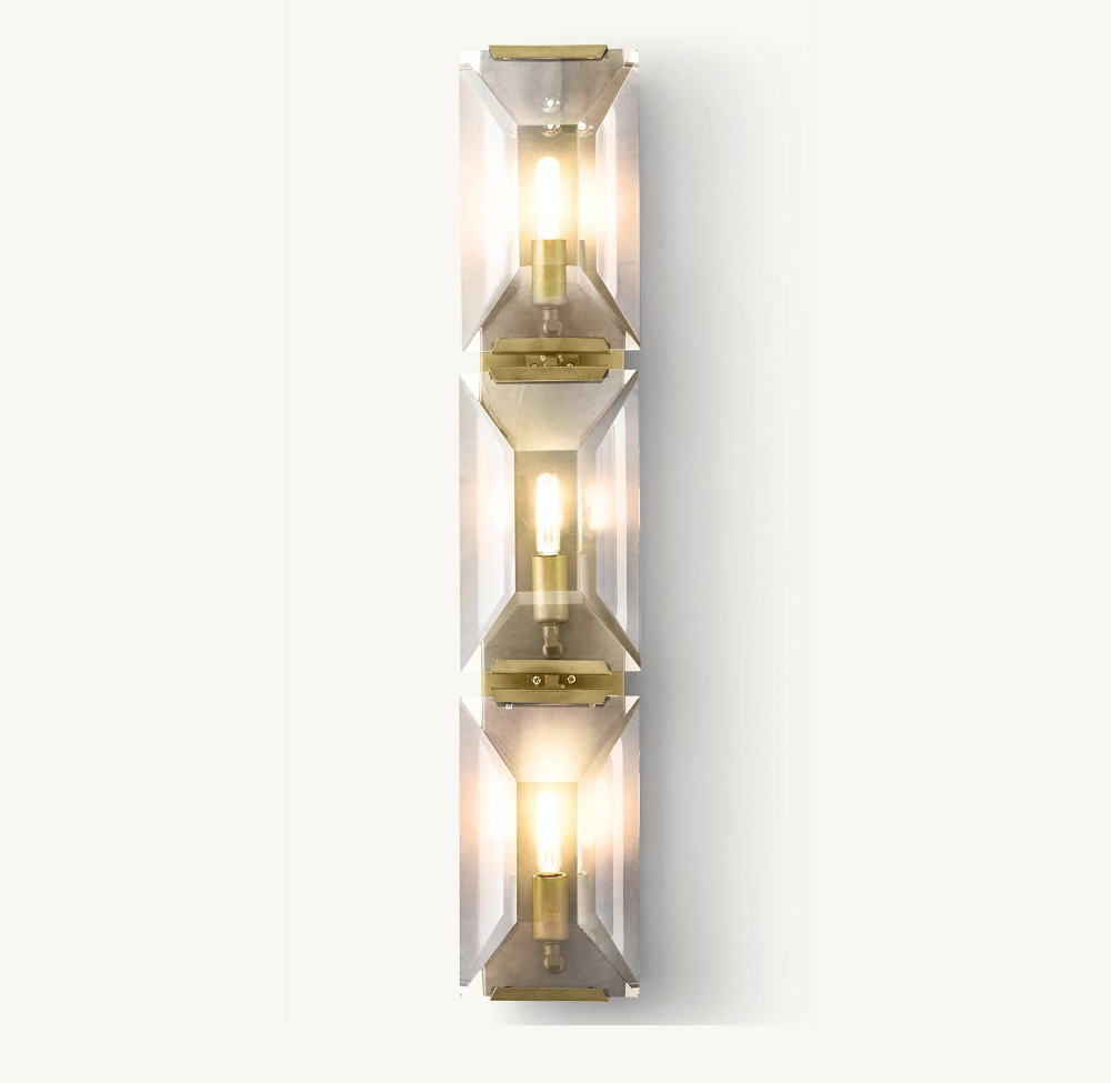 Sunwe Modern Style Indoor Decoration Living Room Foyer Bedroom Bedside Lacquered Burnished Brass Harlow Crystal Sconce