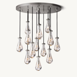 Sunwe Contemporary Chandelier with Crystal Chrome Pendant Light Fixture 36 inch Rain Round Chandelier