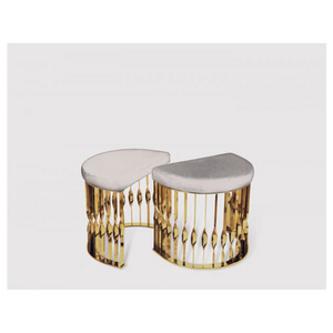 New products modern metal base velvet stools stainless steel ottoman bench