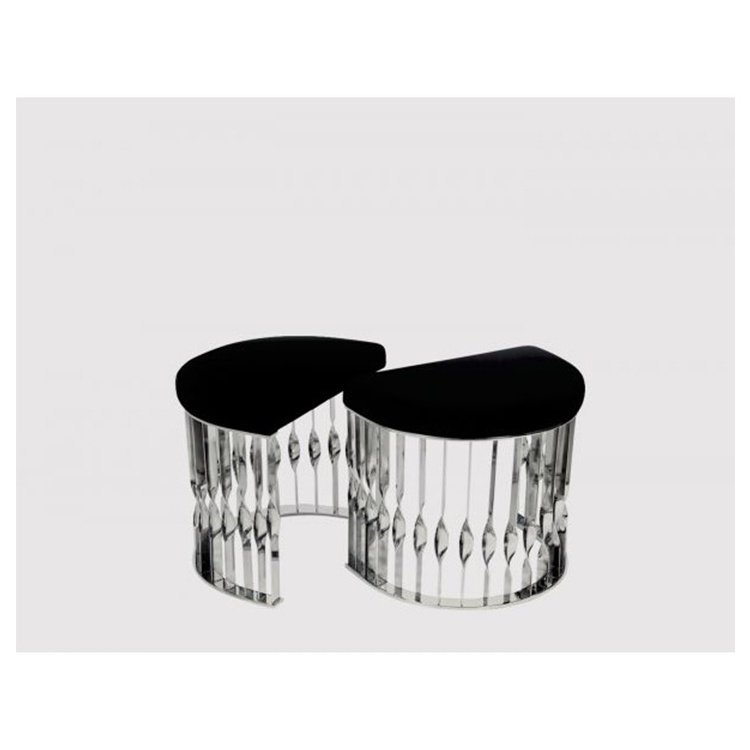 New products modern metal base velvet stools stainless steel ottoman bench