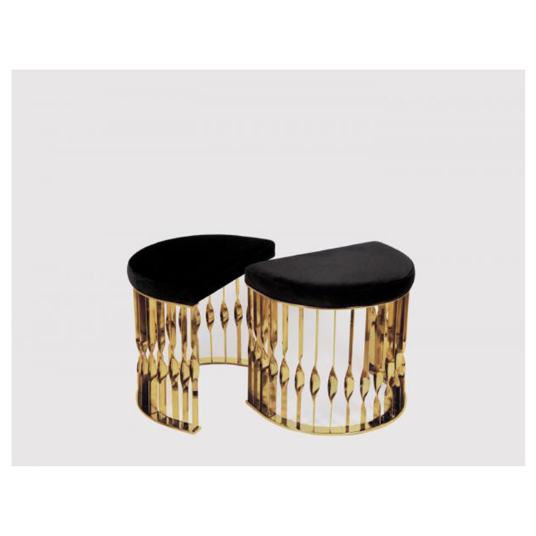 New products modern metal base velvet stools stainless steel ottoman bench