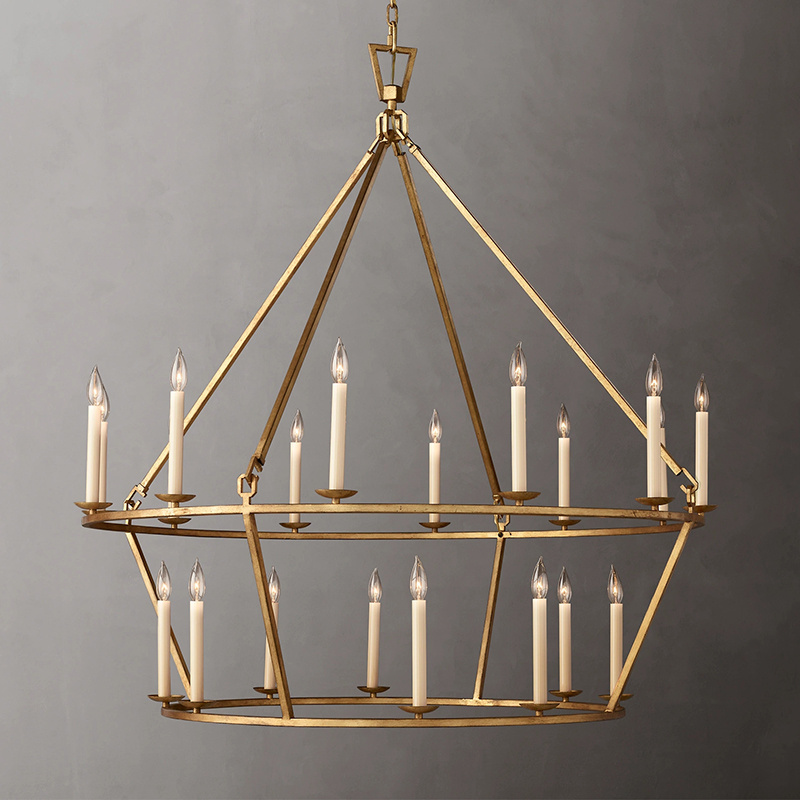 Sunwe Factory Hot Sales Two Tiers Classic Solid Brass candle Pendant Lighting Fixture Decorative large Chandelier