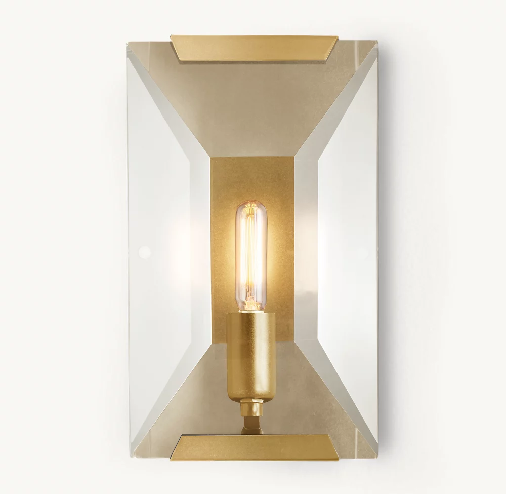 Sunwe Modern Simple Bedside LED Wall Lamp New Luxury Creative Living Room Lacquered Burnished Brass Harlow Crystal Sconce