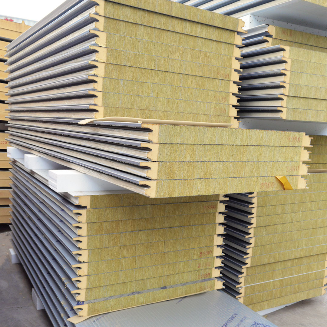 Fire proof sound proof rock wool sandwich wall and roof panel