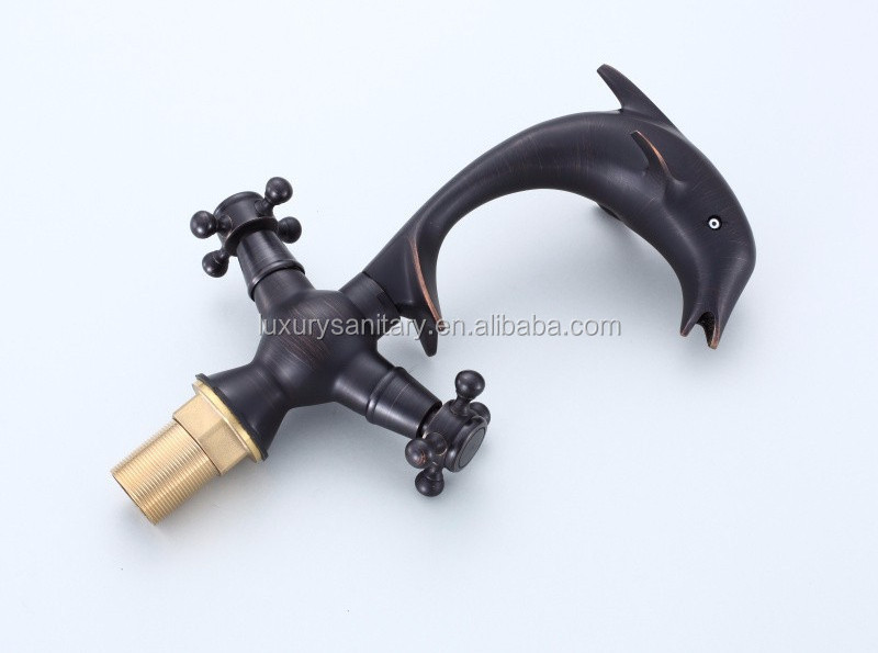 brass oil rubbed bronze blackened classic Artistic Dolphin animal shape antique basin faucet