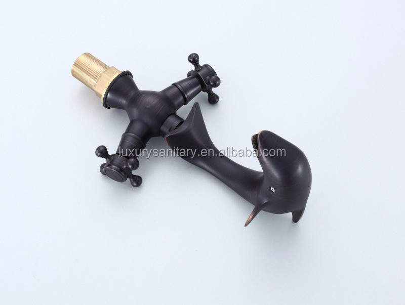 brass oil rubbed bronze blackened classic Artistic Dolphin animal shape antique basin faucet