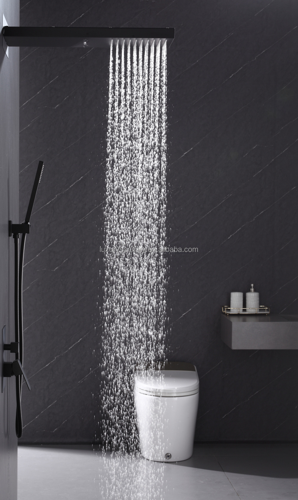 luxury black bathroom shower faucets, mixers rainfall faucets mixers taps concealed waterfall shower set bathroom