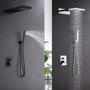 luxury black bathroom shower faucets, mixers rainfall faucets mixers taps concealed waterfall shower set bathroom