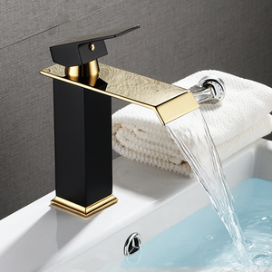 high quality new style black gold color faucets mixers taps bathroom basin faucets bathroom waterfall taps faucets, mixers