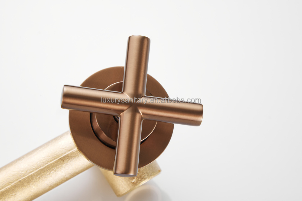 brass material double handle rose gold pink color inwall concealed faucet