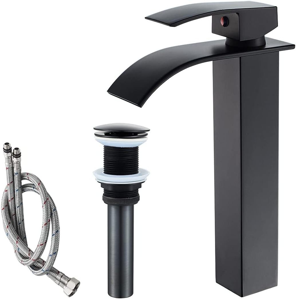 chrome Bathroom Vessel sink Faucet matte black Tall Waterfall Bathroom tap nickle  ORB Vanity Sink Faucet with pop up waste