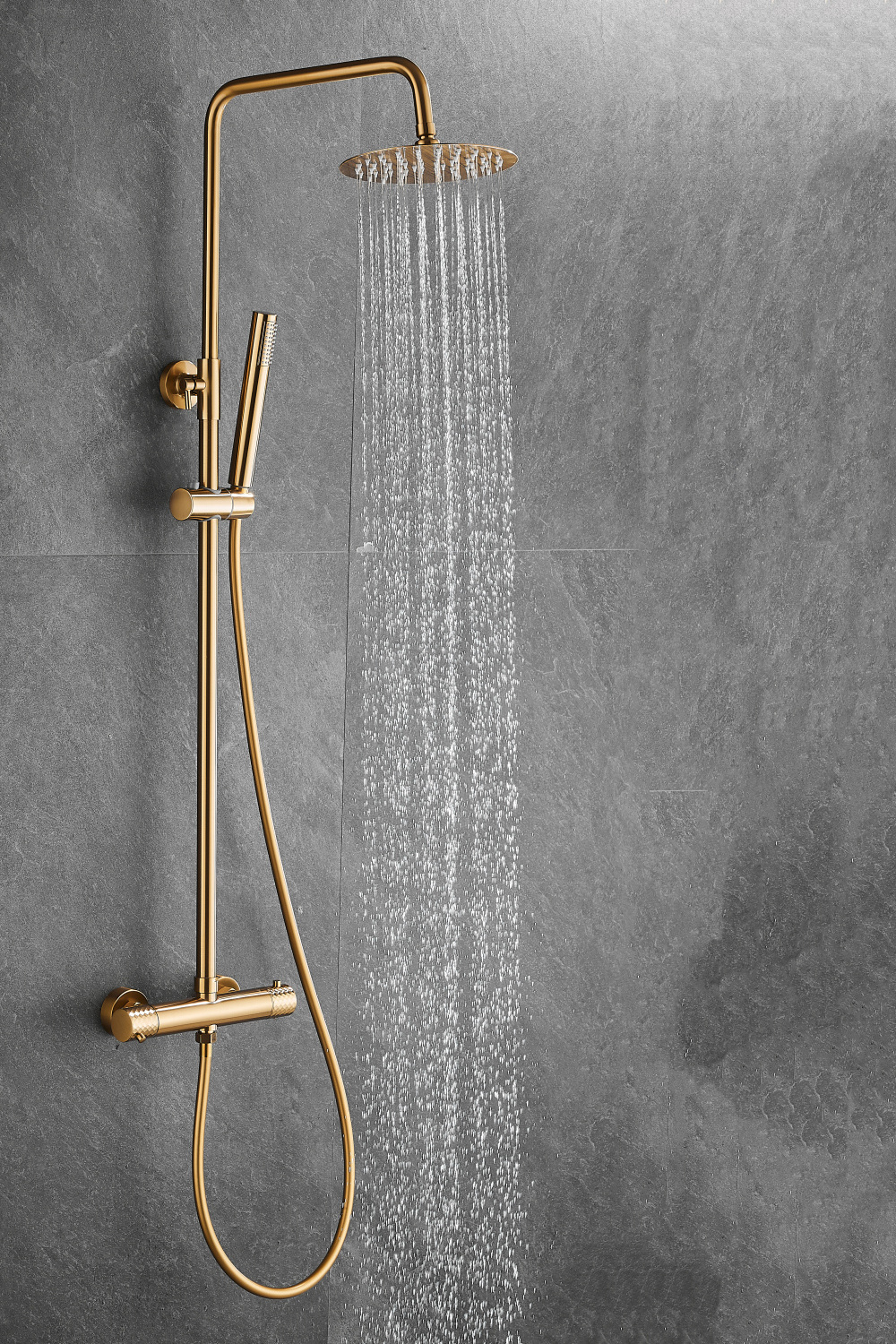 high quality fashion new style brushed gold thermostatic bathroom shower faucet set shower system